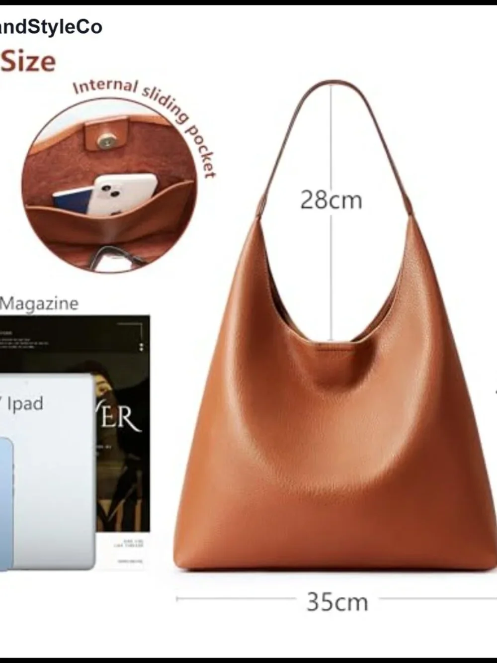Women's Slouchy Hobo Bag Vegan Leather Tote Weekend Shoulder Bag